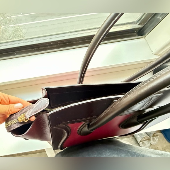 CÉLINE Luggage Mini Leather Tote Bag - Tricolor Leather Pink Purple Brown - Picture 7 of 14